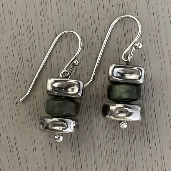 HTF Vintage Silpada Sterling Silver & Labradorite French Wire Earrings W0724 - Picture 7 of 9